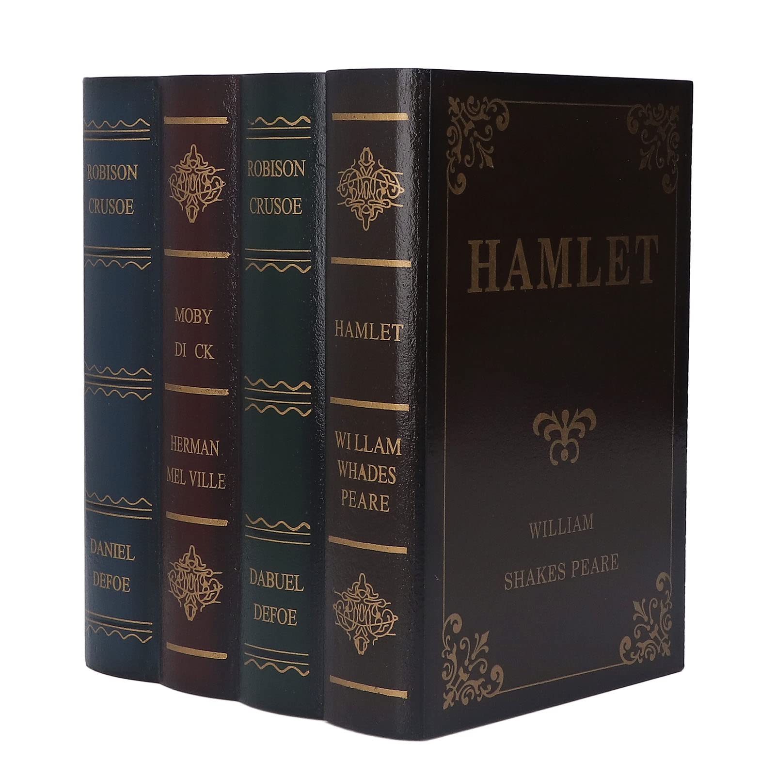 Fake Books Set, Vintage Book Storage Box, Faux Leather Book Decorations, Decorative Book Boxes with Secret Compartment for Hidden Jewelry, Money and Cash, Photo and Wedding Memory(Large)