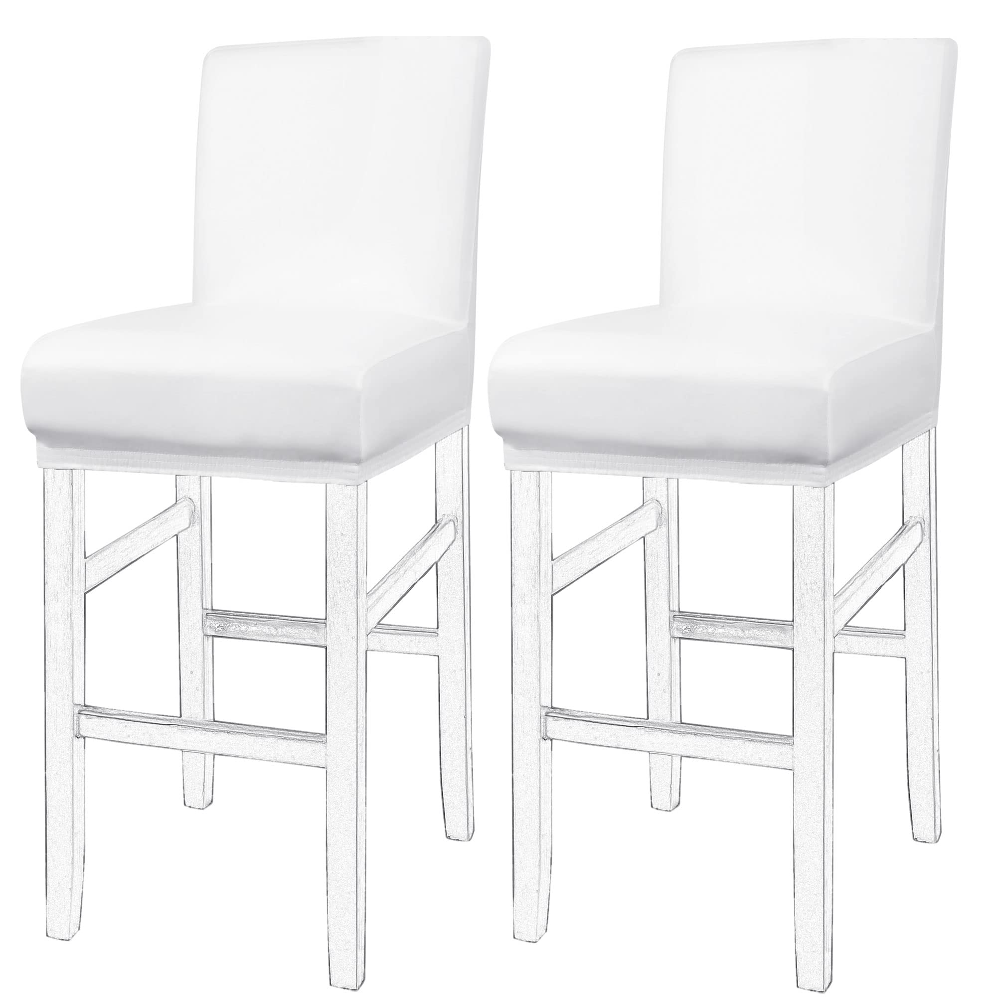 PiccoCasa Pack of 2 Bar Stool Covers, Waterproof Dining Chair Covers for Home Kitchen Dining Room Pub Counter, PU Leather Soft Removable Chair Cover Slipcover Protector White