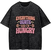 Funny Gym Shirts for Women-Everything Hurts and I'm Hungry - Soft Fabric Workout Running Hiking Outdoor Activities