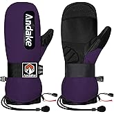 Andake Winter Ski Mittens for Men Women&Teenager,Waterproof & Insulated Snow Gloves, Warm Cold Weather Mittens,Professional Snowboard Mittens for Skiing, Snowboarding,Winter Sports