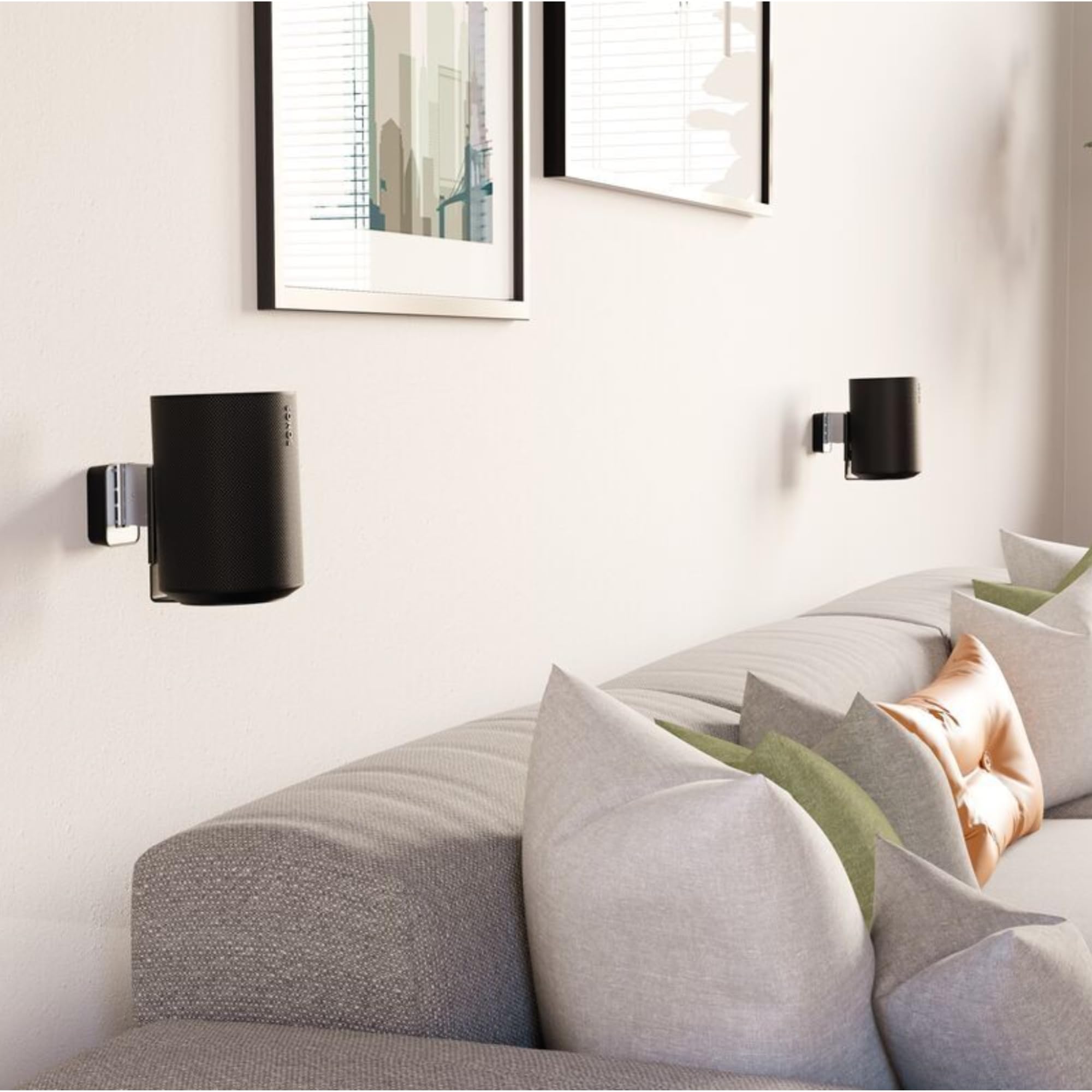 Vogel's SWM 4111 Lautsprecher Wandhalterung für Sonos ERA 100, Max. 5 kg, Neigbar -30°/+30°, Schwenkbar bis zu 70° (Links/rechts), Schwarz (1x) 2