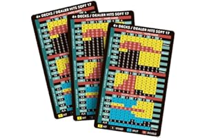 BLACKJACK STRAT.COM Blackjack Strategy Card (3-Pack) - Basic StrategyBlackjack Book – Casino‑Friendly Pocket Reference for Hard/Soft Totals & Pairs – Ideal for Practice, Casino Night & Travel (Plastic)