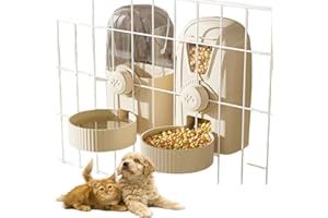 JATMIRA Hanging Pet Food Water Dispenser Automatic 34oz Large Capacity Cage Feeder Auto Gravity Feeding Station for Puppy Kitten Rabbit Chinchilla Hedgehog Ferret