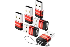 AiNEERich USB to USB C Adapter,USB to USB-C Adapter,USBC Female USBA Male OTG Adaptor,Type C Converter for iPhone 16 15 14,iPad,Samsung Galaxy,iWatch,Charger,Red