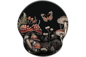 LIMKRIAN Mushroom Mouse Pad with Wrist Rest, Ergonomic Mouse Pad Wrist Support with Non-Slip Pain Relief PU Base, Funny Gamin