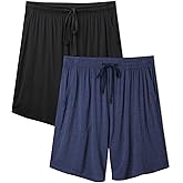 DAVID ARCHY Mens Pajama Shorts Bamboo Rayon Sleep Shorts Soft Comfy Breathable Lounge Pants with Pockets 2 Pack