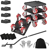 LOYAL TIGER Heavy Duty 1500LBS Furniture Dolly & Movers with 5X 360° Wheels - Carbon Steel Panel & Non-Slip Casters, Includes