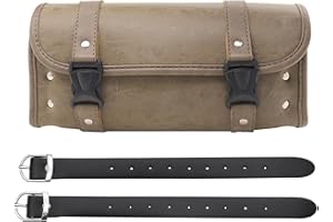 Mzmotpv Universal Motorcycle Saddlebags PU Leather Front Fork Tail Tool Bag Luggage for Harley Chopper Bobber Cruiser Sportst