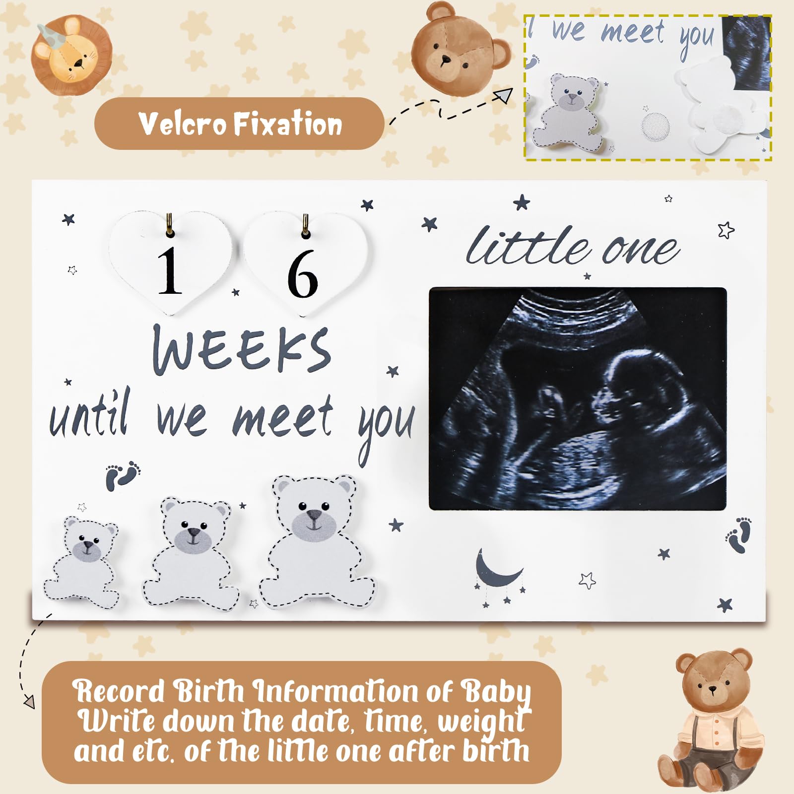 OurWarm Ultrasound Picture Frames, Sonogram Picture Frame with Baby Countdown Weeks, Ultrasound Frame for Baby Announcement Sign, Expecting Mom Parents to be Unique Gifts for Pregnant Women