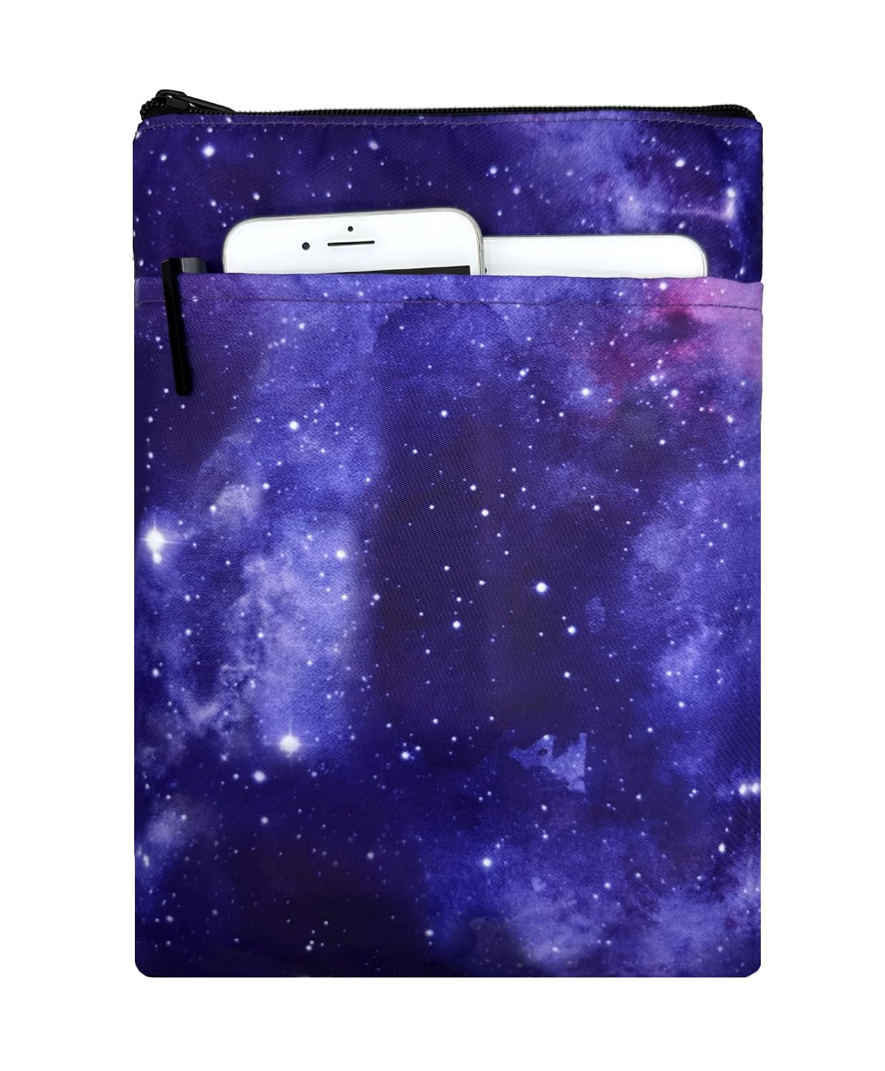 Kosto Zipper Book Sleeves - Travel Book Protector Pouch for Paperbacks & Hardcover, Washable Carry Case with Front Pocket (Purple)