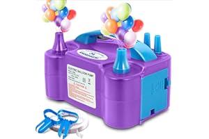 Anordsem Electric Balloon Air Pump: Polypropylene Plastic Case with Dual Nozzle - Quick Inflating for All Balloons at Home - Blower Machine Knotter/Ribbon for Parents Party DIY Decoration
