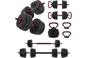 Fitvids Adjustable Dumbbell Set, 40lbs or 60lbs Free Weight Set with Connector, 2 in 1 or 4 in 1 Dumbbell Set for Home Gym Exercise used as Dumbbells, Barbell or Kettlebells, Multiple Sizes