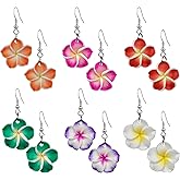 CWVHQ 6 Pairs Bohemian Dangle Earrings For Women Hawaiian Tropical Flower Dangle Earrings Plant Daisy Flower Drop Set