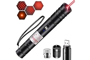 HEYPOMAX Red Laser Pointer High Power, Presentation Laser Pointer Long Range Strong Laser Light Pointer for Cats Dogs Toy，[2000 metres] Red Pointer USB Rechargeable