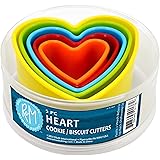 R&M International Heart Cookie and Biscuit Cutters, Assorted Sizes, Bright Colors, 5-Piece Set