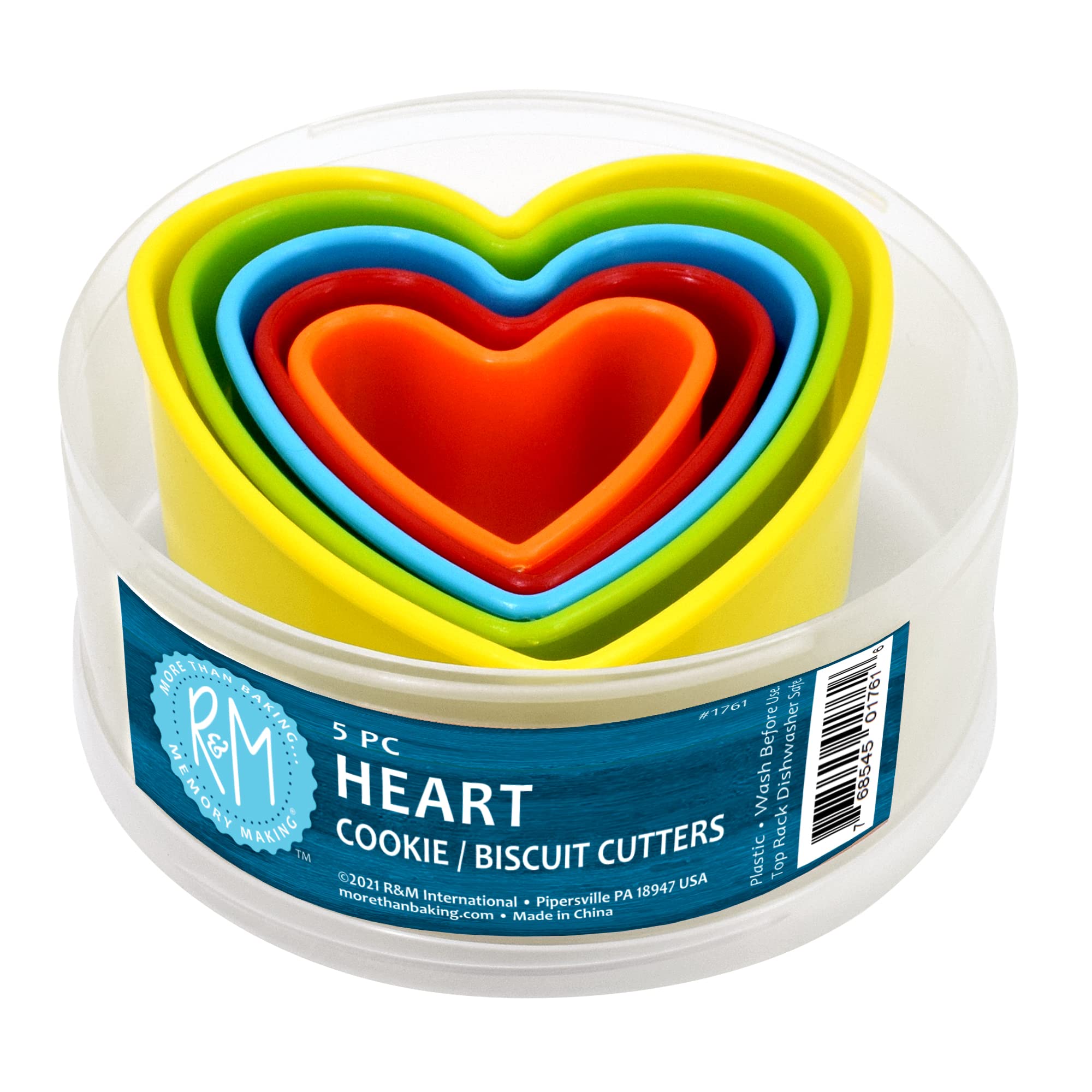 Heart Plastic Cutters Set Multi-Coloured