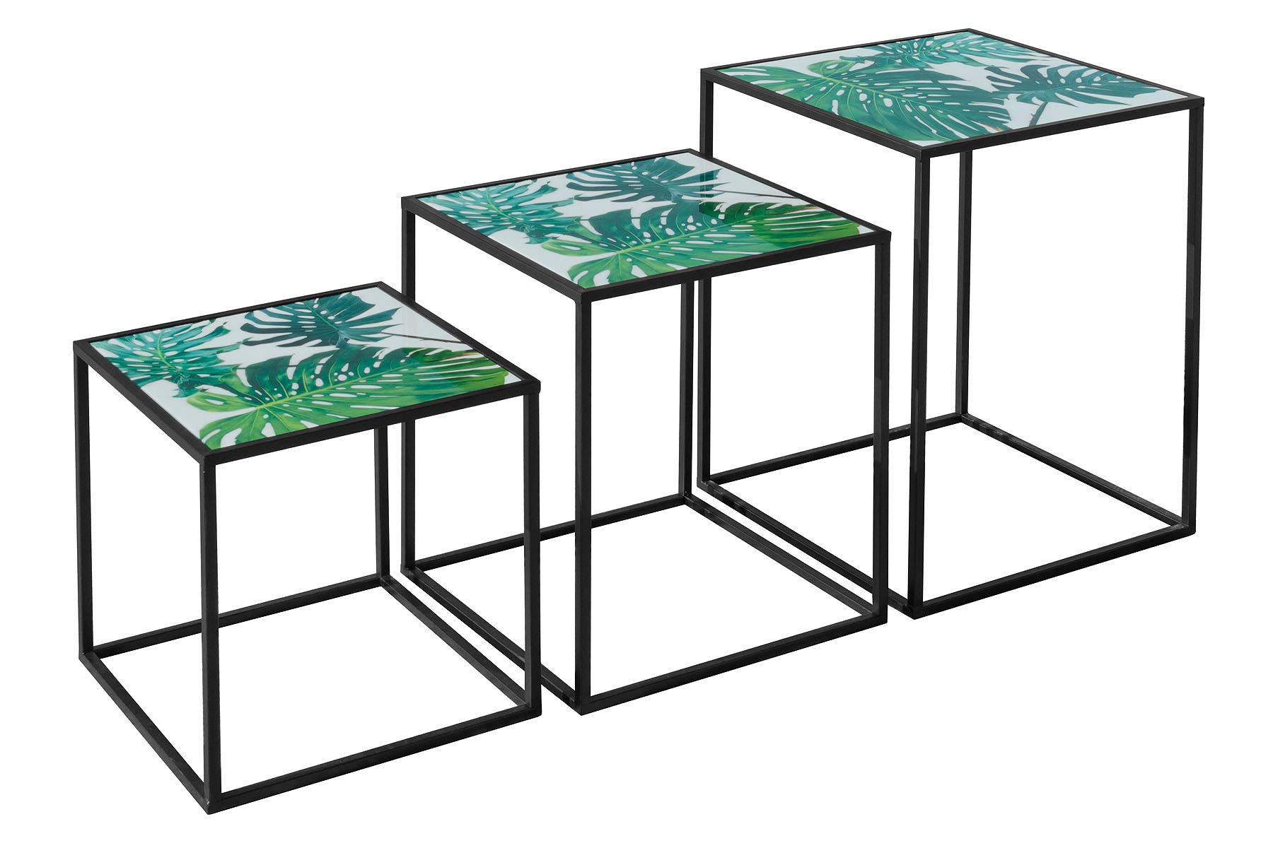 Febland Leaf Top Nest of Three Tables, Metal, Small