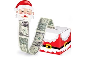 WERNNSAI Christmas Money Box for Cash Gift Pull - Surprise Money Holder for Kids Adults Christmas Gift Pull Boxes Pull Out Card with 50PCS Transparent Bags Xmas Party Gifts Supplies