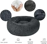 Nepfaivy Calming Dog Cat Donut Bed 23.6in Dark Grey Non-Slip Washable view 2