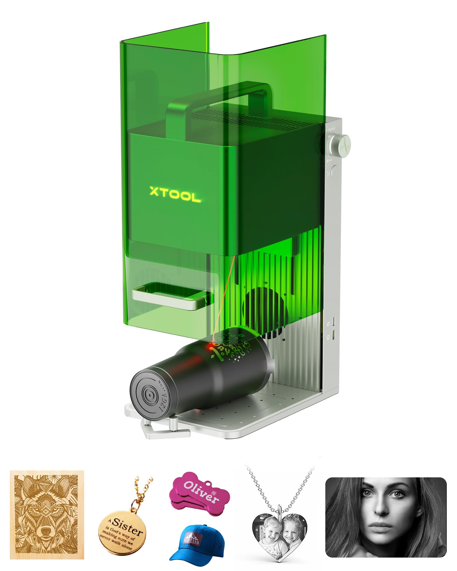 xTool F1 Grabador láser dual 2 en 1, máquina de grabado láser portátil a velocidad relámpago, grabador láser HD para joyería, metal, madera, cuero