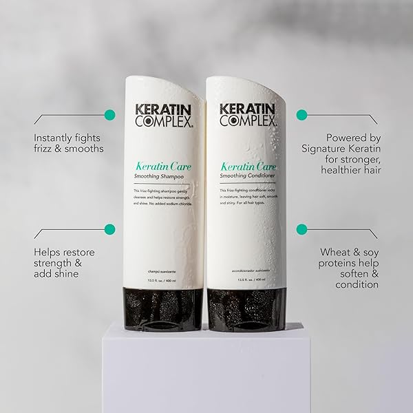 KERATIN COMPLEX CARE FRIZZ FIGHTING AND MOISTURIZING CONDITIONER, ENHANCES SOFTNESS, SMOOTHNESS, SHINE, NO SODIUM CHLORIDE FOR ALL HAIR TYPES, 13.5 FL OZ