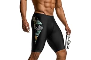 TSLA Men's Swim Jammers, Athletic Racing Swimming Shorts Trunks, UPF 50+ Sun Protection Endurance Triathlon Swimsuit
