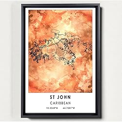 St john Map Poster, Caribbean Map Art Poster, Map