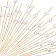 Blulu 200 Pack Cocktail Picks for Appetizers 4.7 Inch Fruit Sticks Pearl Fancy Bamboo Toothpicks For Party Birthday Wedding Supplies