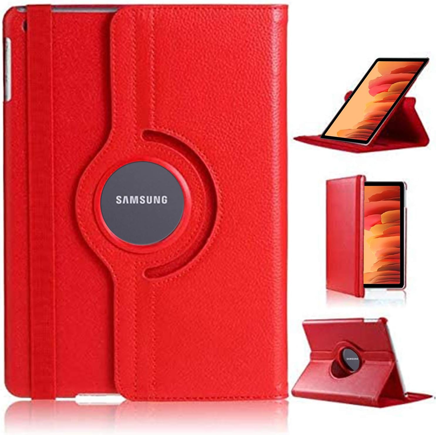 DN Technology Case For Samsung Galaxy Tab A7 10.4 inch 2022/2020 Multi Angle 360° Rotating Smart Folio Protective Tablet Cover (SM-T509/T500/T505/T507) (RED)