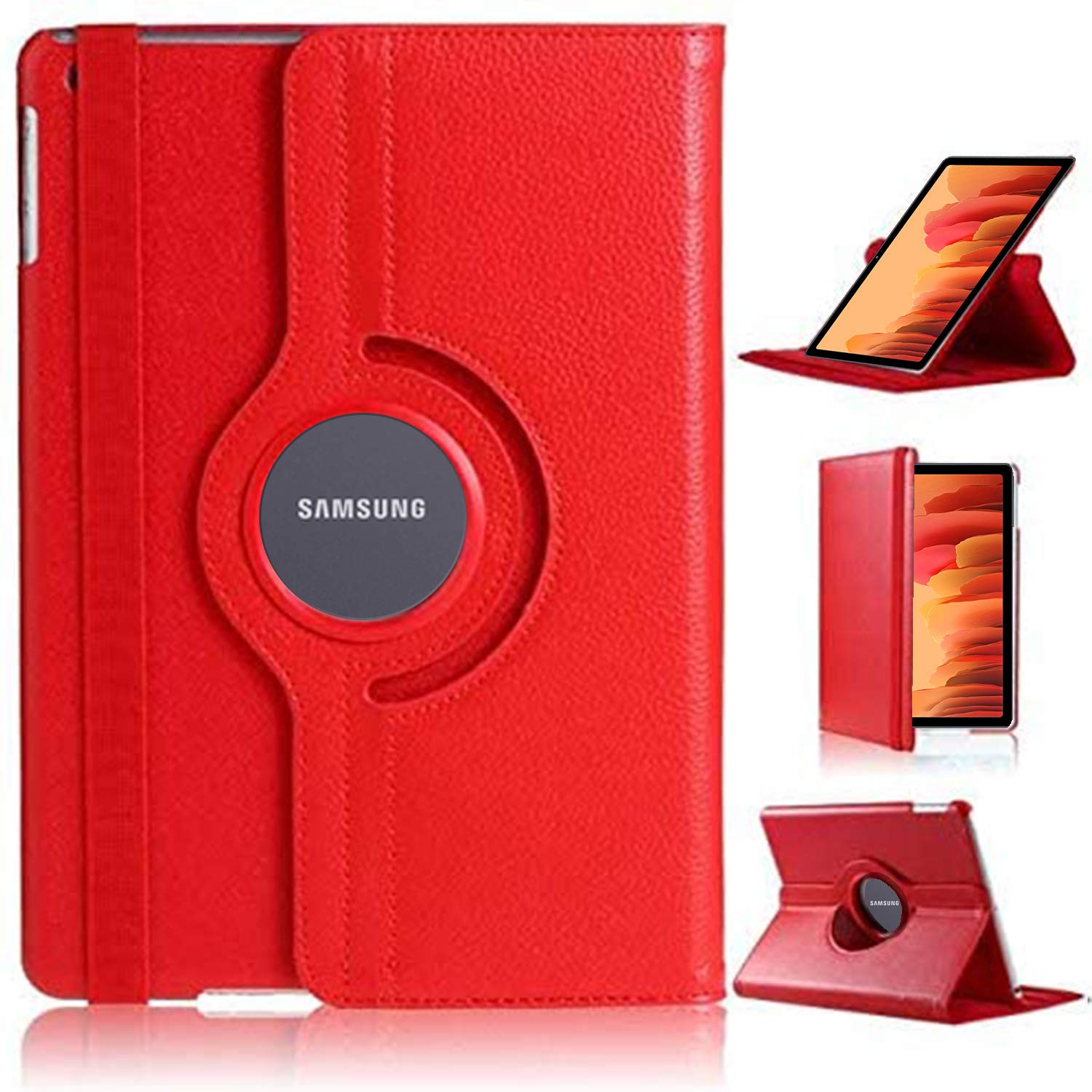 DN Technology Case For Samsung Galaxy Tab A7 10.4 inch 2022/2020 Multi Angle 360° Rotating Smart Folio Protective Tablet Cover (SM-T509/T500/T505/T507) (RED)
