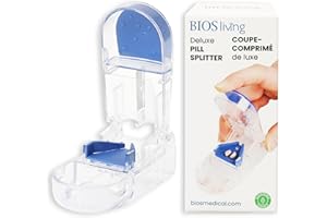 BIOS Living Deluxe Pill Splitter, BPA-Free, Made of Food Grade Plastic, Non-Slip Splitting Platform, Clear Protective Blade G