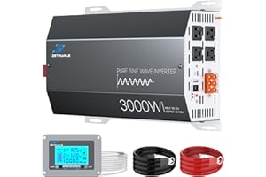 ZETAWALE 3000 Watt Pure Sine Wave Inverter 12v DC to 110v 120v AC Converter,6000W Peak Power Inverter with 4 AC Outlets,USB Port,Type-C,Remote Control LCD Display for Truck, RV, Vehicles, Solar Off-Grid