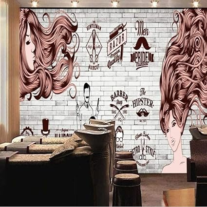 Amazon Com Xbwy Wallpaper 3d European Style Hair Salon Barber