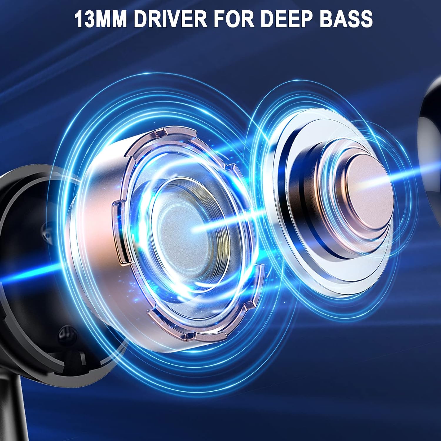 Close-up of 13mm dynamic audio driver for deep bass