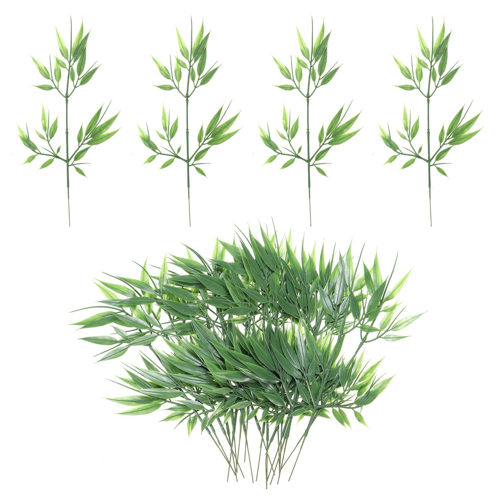 PATIKIL 13" Artificial Bamboo Leaves, 30Pcs Faux Bamboo Leaves Fake Greenery Leaf for Home Hotel Office Decoration, Green