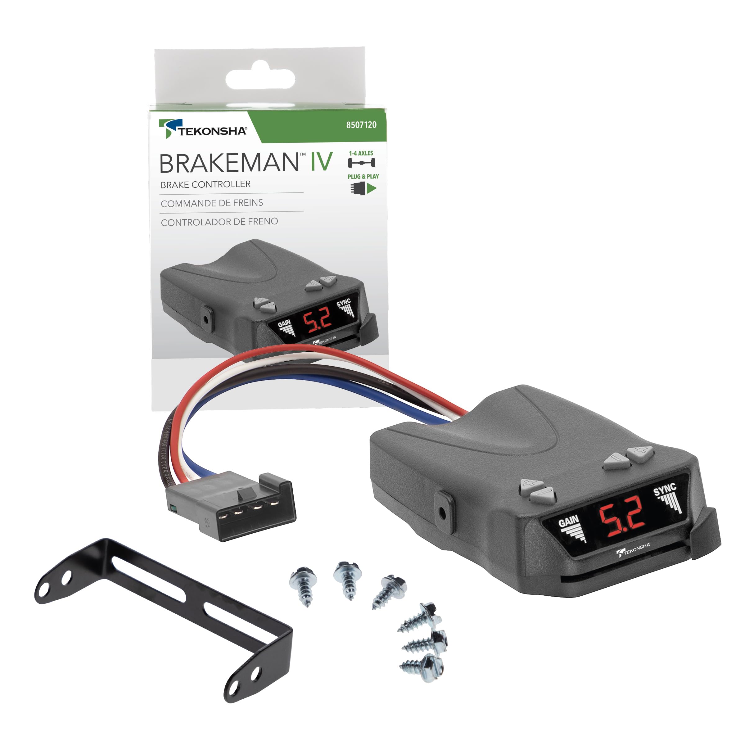 Photo 1 of Tekonsha 8507120 Brakeman IV, Time-Delay Brake Controller For Trailers with 1-4 Axles, Compatible with Ford, GM, Chevy, Dodge, RAM, Toyota, Jeep. Wiring harness sold separately.
