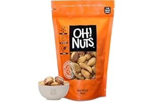 Oh! Nuts® Brazil Nuts - Raw - 100% Natural - 1 lb - Whole Shelled Premium Brazil Nuts - Packed in New York Zip-Seal Bag for Exceptional Freshness