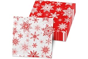 CMUSKO Christmas Snowflake Napkins, 40Pcs Red and White Winter Wonderland Snowflakes Napkins Disposable Luncheon Dinner Hand Napkin Towel for for Xmas Winter Holiday New Year Birthday Party Decorations