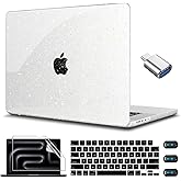 CISSOOK Clear Glitter Star Case for MacBook Pro 14 Inch 2025-2021 Release Model M5 A3434 M4 A3112 A3185 A3401/A2918 A2992 M3 A2779 A2442, Sparkly Hard Shell Case for MacBook Pro 14