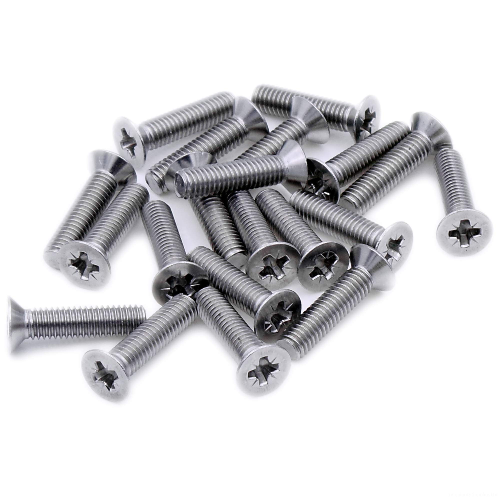 M2.5 (2.5mm x 12mm) Pozi Countersunk Machine Screw (Bolt) - Stainless Steel (A2) (Pack of 20)