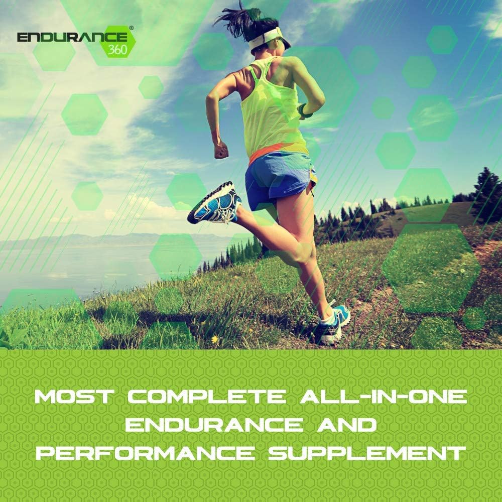 Endurance360 Complete Sports Performance for Runners, Cyclists, Triathletes and Ultra Athletes. Designed for Aerobic Energy, Recovery, Boost Vo2 Max, Muscle Cramp with Electrolytes and Aminos: Health & Personal Care