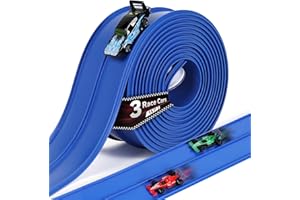 AIRVOWS 15 Ft Softer Flexible Race Track for Kids with 3 Race Cars and Storage Bag, Compatible with Hot Wheels and Diecast 1/64th Cars, Safe and Durable Materials, Birthday Gifts for Kids Age 4-9