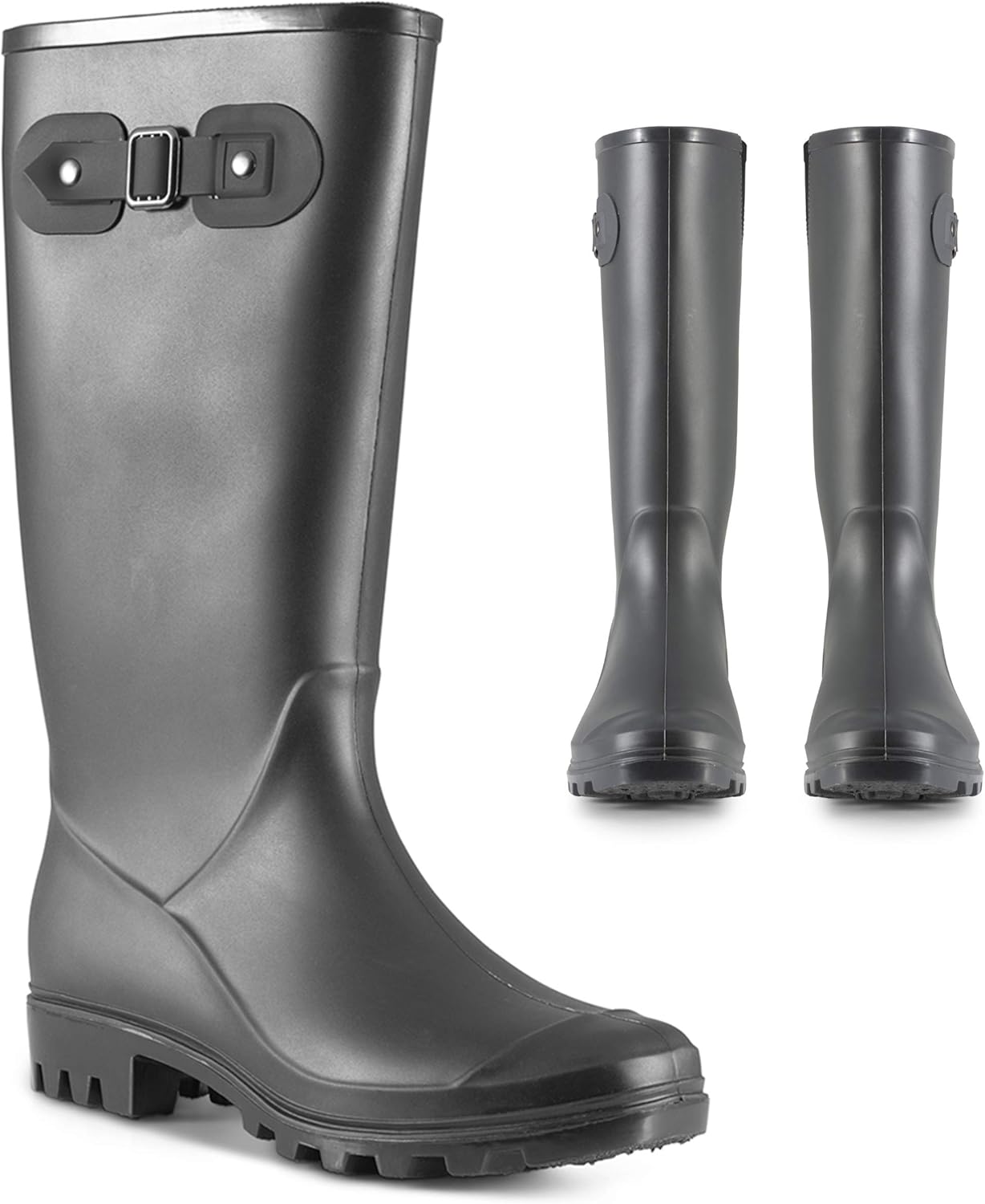 gray rain boots