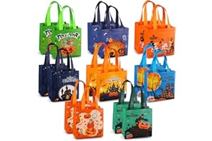 PARSUP Halloween Trick or Treat Bags, 16PCS Small Gift Tote Non-Woven Bags with Handles for Gifts Wrapping, Halloween Party Supplies, 7.9 * 7.9 * 3.15"
