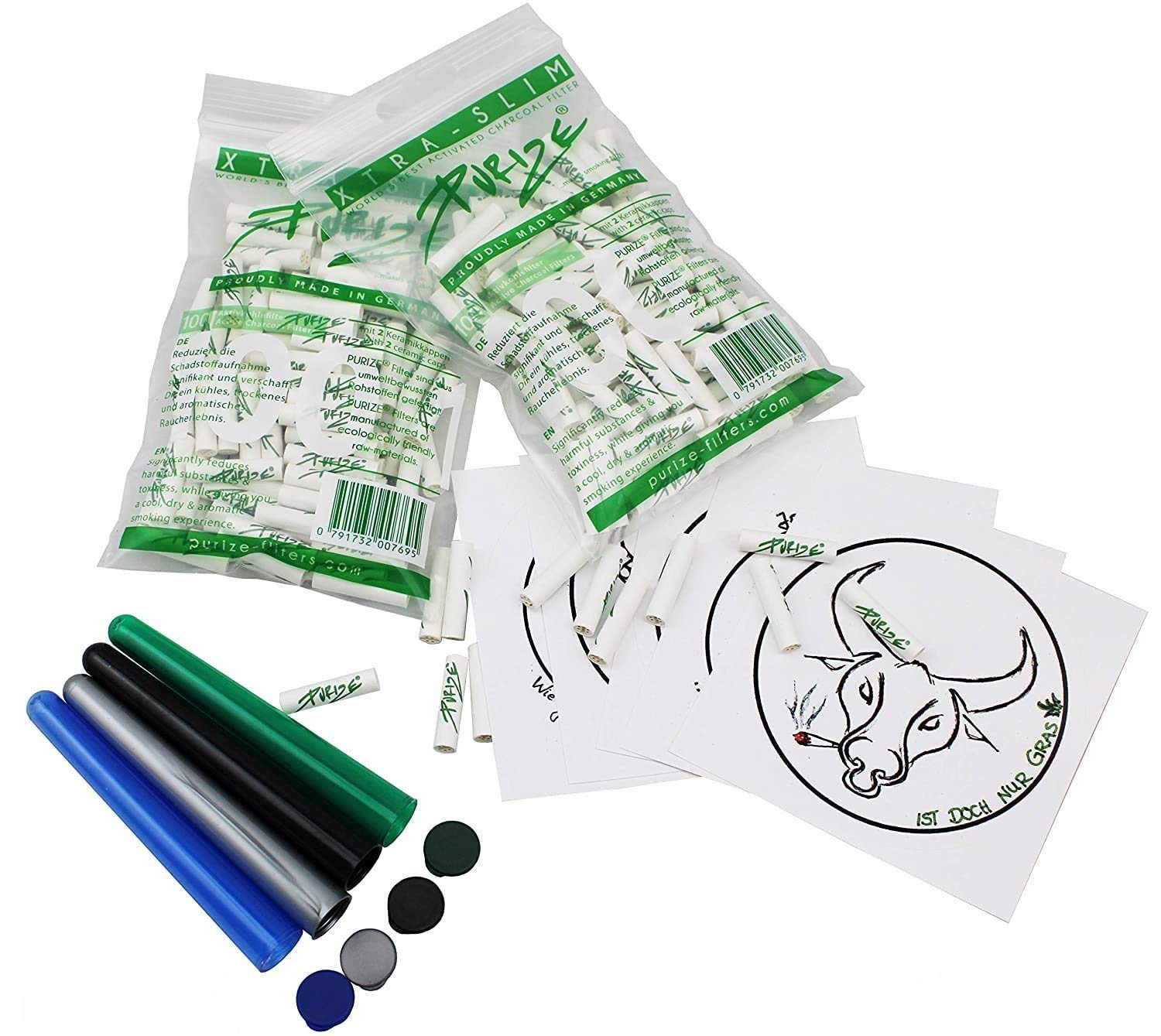 Purize 200 Activated Carbon Filter (2 x 100 Xtra Slim) Set Conetube and 1 of 5 TF Stickers