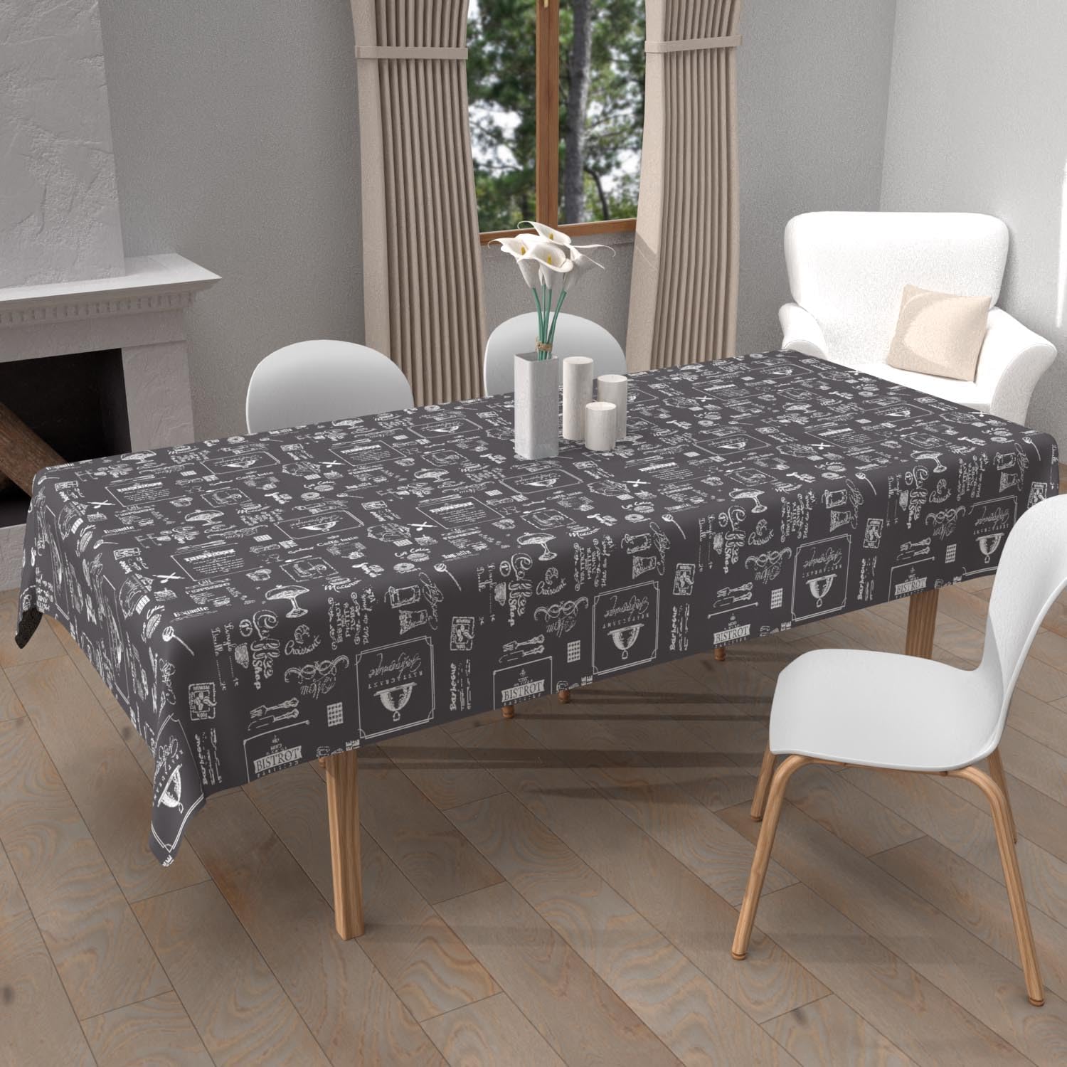 Soleil d'ocre Printed Tablecloth Stain-Resistant Rectangular 140 x 300 cm Coffee