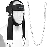 Leesvilary Neck Harness for Weight Lifting Training Head Neck Workout Equipment Neck Exerciser Trainer with Steel Chain and Adjustable Neoprene Strap Neck Strengthener for Home Gym