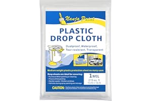 NANJA Painters Plastic Drop Cloth 13 Feet x 16 Feet Plastic Painting Tarp Waterproof Transparent 1 Mil Thickness