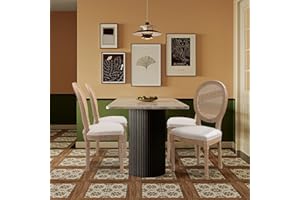 SoarFlash French Dining Chairs Set of 4, Vantage Dining Chair with Round Back, Farmhouse Country Rattan Dining Chair for Kitchen,Bedroom,Beige