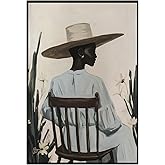 ZHXICHEN Vintage Black Girl Art Posters Black Woman African American Wall Decor Pictures Beauty Abstract Painting African Minimalist Wall Art for Home Bedroom Living Room Office 16x24 Inch Unframed